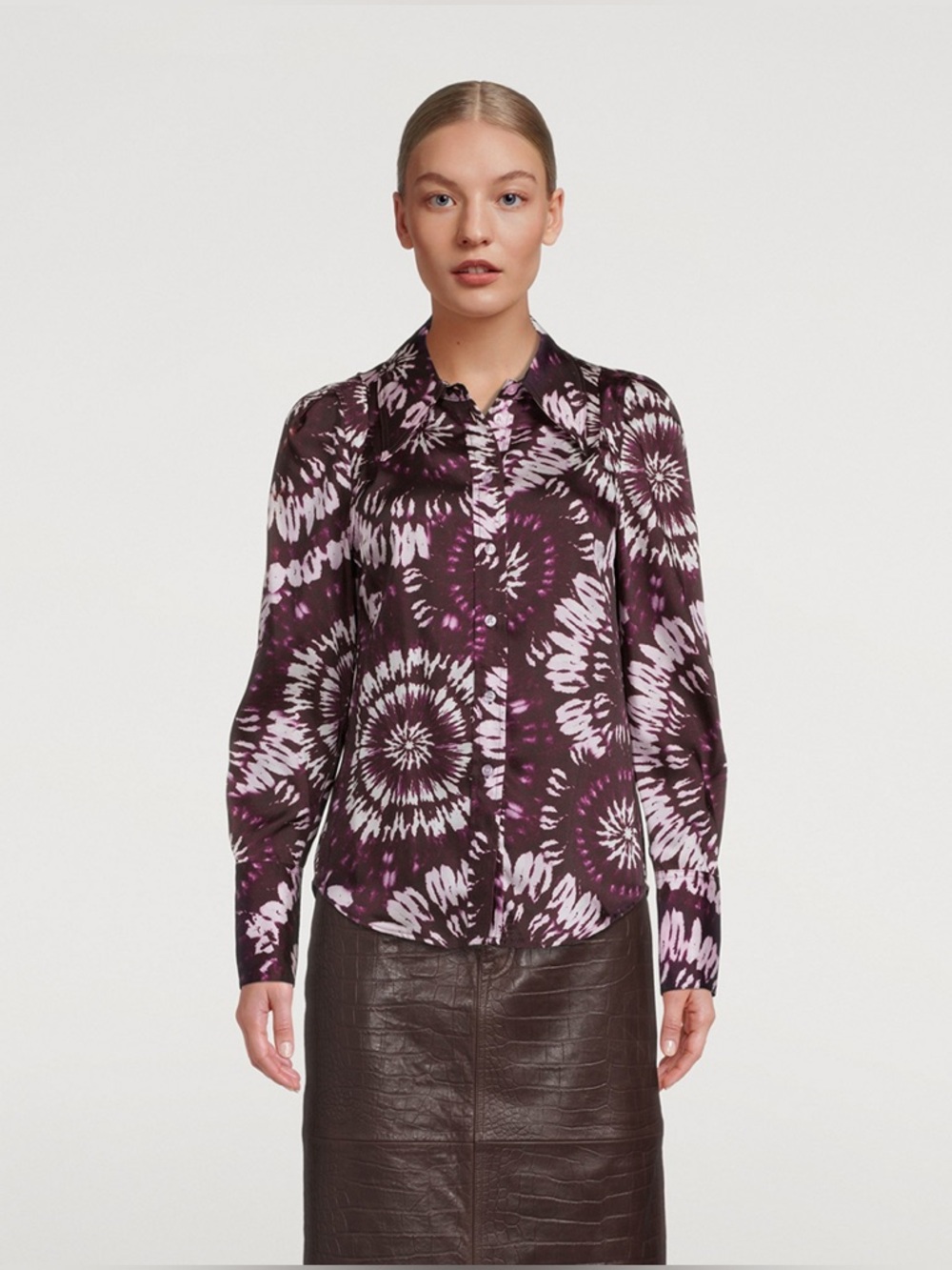 Smythe box pleat shirt - plum mandala